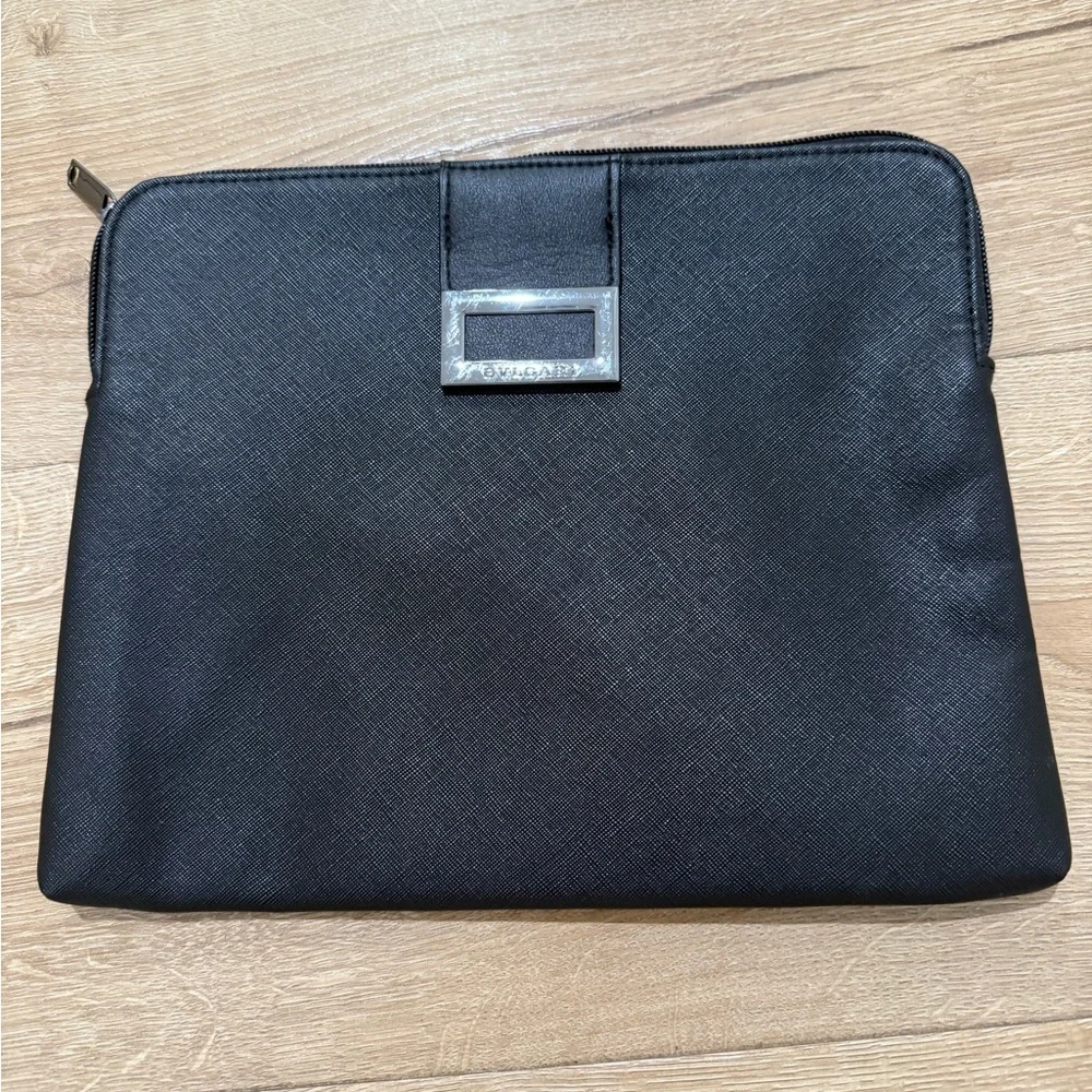 Bvlgari Black Zippered Makeup Purse Pouch Bag